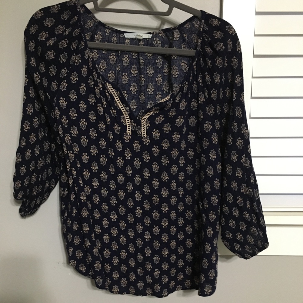 3/4 sleeve blouse, navy